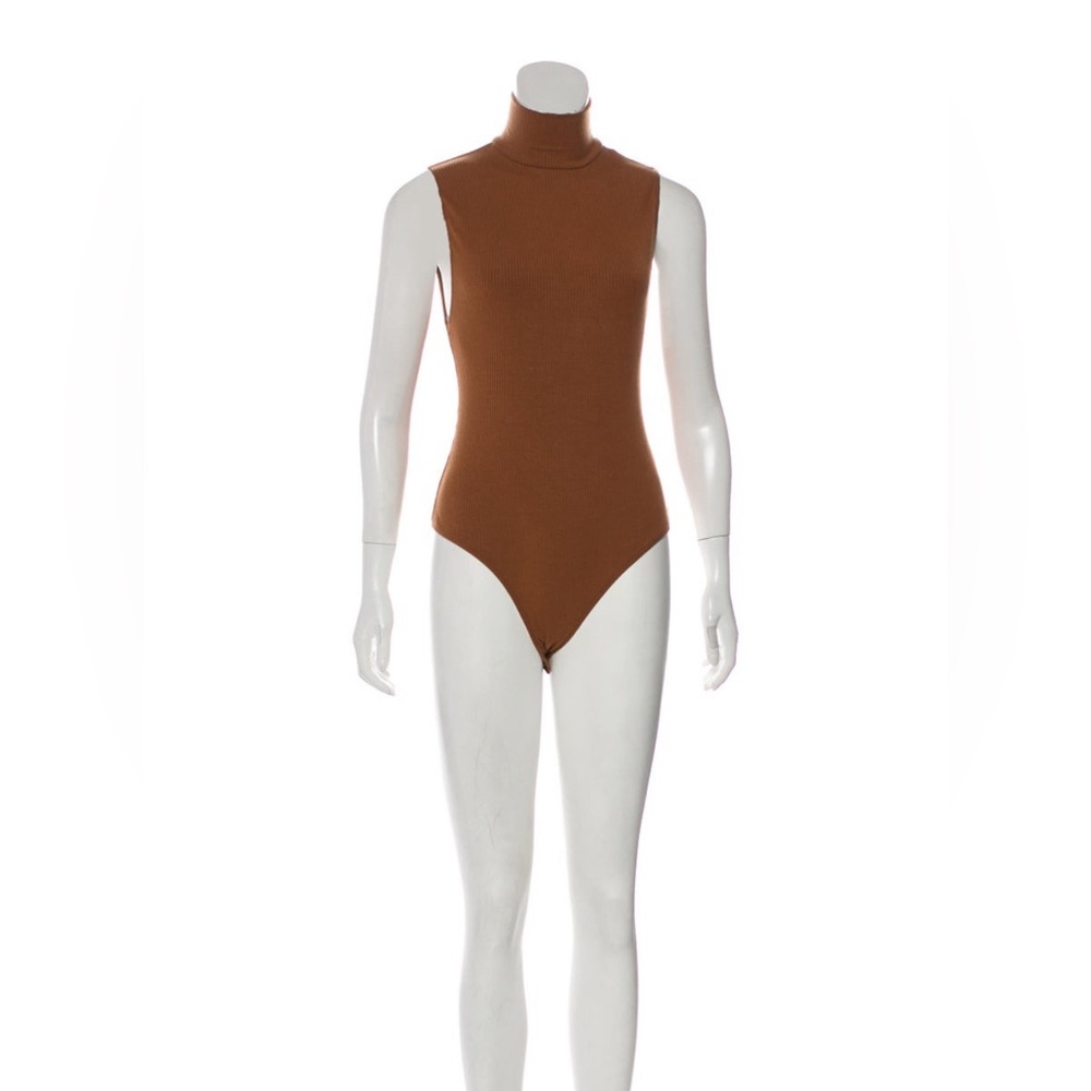 Reformation Ribbed Turtleneck Sleeveless Bodysuit